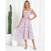 imageGRACE KARIN Womens Off Shoulder Floral Summer Ruffle Midi Sleeveless Boho Smocked Flowy Aline DressesPurple