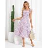 imageGRACE KARIN Womens Off Shoulder Floral Summer Ruffle Midi Sleeveless Boho Smocked Flowy Aline DressesPurple