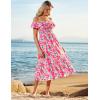 imageGRACE KARIN Womens Off Shoulder Floral Summer Ruffle Midi Sleeveless Boho Smocked Flowy Aline DressesRose Red