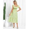 imageGRACE KARIN Womens Off Shoulder Floral Summer Ruffle Midi Sleeveless Boho Smocked Flowy Aline DressesYellow Green