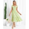 imageGRACE KARIN Womens Off Shoulder Floral Summer Ruffle Midi Sleeveless Boho Smocked Flowy Aline DressesYellow Green