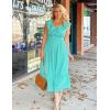 imageGRACE KARIN Womens Summer Dress Casual Boho Beach V Neck Smocked Waist Front Ruffle Floral Maxi Dresses with PocketsGreen Floral