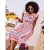 imageGRACE KARIN Womens Summer Dress Casual Boho Beach V Neck Smocked Waist Front Ruffle Floral Maxi Dresses with PocketsPink Striped