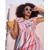 imageGRACE KARIN Womens Summer Dress Casual Boho Beach V Neck Smocked Waist Front Ruffle Floral Maxi Dresses with PocketsPink Striped