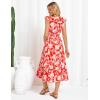 imageGRACE KARIN Womens Summer Dress Casual Boho Beach V Neck Smocked Waist Front Ruffle Floral Maxi Dresses with PocketsRed Pink Floral