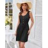 imageGRACE KARIN Womens Summer Dresses 2025 Casual Sleeveless Button Down A Line Drawstring Waist Mini Dress with PocketsBlack