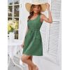 imageGRACE KARIN Womens Summer Dresses 2025 Casual Sleeveless Button Down A Line Drawstring Waist Mini Dress with PocketsDark Green