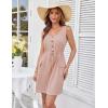 imageGRACE KARIN Womens Summer Dresses 2025 Casual Sleeveless Button Down A Line Drawstring Waist Mini Dress with PocketsPink