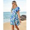 imageGRACE KARIN Womens Summer Dresses 2025 Floral Short Sleeve V Neck Ruffle Tiered Layered Boho Mini DressBlue White Floral
