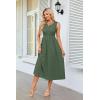 imageGRACE KARIN Womens Summer Sleeveless Tank Dress Smocked Casual A Line Crewneck Maxi Sundress Flowy Long Dress with PocketsBean Green