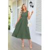 imageGRACE KARIN Womens Summer Sleeveless Tank Dress Smocked Casual A Line Crewneck Maxi Sundress Flowy Long Dress with PocketsBean Green