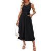 imageGRACE KARIN Womens Summer Sleeveless Tank Dress Smocked Casual A Line Crewneck Maxi Sundress Flowy Long Dress with PocketsBlack