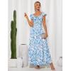 imageGRACE KARIN 2025 Womens Maxi Dresses Summer Off Shoulder Floral Dress Ruffle Split Beach Flowy Boho Wedding Guest DressBlue