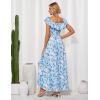 imageGRACE KARIN 2025 Womens Maxi Dresses Summer Off Shoulder Floral Dress Ruffle Split Beach Flowy Boho Wedding Guest DressBlue