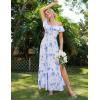 imageGRACE KARIN 2025 Womens Maxi Dresses Summer Off Shoulder Floral Dress Ruffle Split Beach Flowy Boho Wedding Guest DressBlue Purple