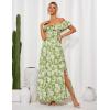 imageGRACE KARIN 2025 Womens Maxi Dresses Summer Off Shoulder Floral Dress Ruffle Split Beach Flowy Boho Wedding Guest DressGreen White