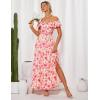 imageGRACE KARIN 2025 Womens Maxi Dresses Summer Off Shoulder Floral Dress Ruffle Split Beach Flowy Boho Wedding Guest DressPink Yellow