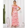 imageGRACE KARIN 2025 Womens Maxi Dresses Summer Off Shoulder Floral Dress Ruffle Split Beach Flowy Boho Wedding Guest DressPink Yellow