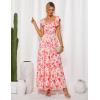 imageGRACE KARIN 2025 Womens Maxi Dresses Summer Off Shoulder Floral Dress Ruffle Split Beach Flowy Boho Wedding Guest DressPink Yellow