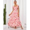 imageGRACE KARIN 2025 Womens Maxi Dresses Summer Off Shoulder Floral Dress Ruffle Split Beach Flowy Boho Wedding Guest DressPink Yellow