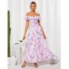 imageGRACE KARIN 2025 Womens Maxi Dresses Summer Off Shoulder Floral Dress Ruffle Split Beach Flowy Boho Wedding Guest DressPurple