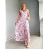 imageGRACE KARIN 2025 Womens Maxi Dresses Summer Off Shoulder Floral Dress Ruffle Split Beach Flowy Boho Wedding Guest DressPurple