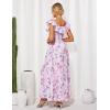 imageGRACE KARIN 2025 Womens Maxi Dresses Summer Off Shoulder Floral Dress Ruffle Split Beach Flowy Boho Wedding Guest DressPurple