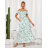 imageGRACE KARIN 2025 Womens Maxi Dresses Summer Off Shoulder Floral Dress Ruffle Split Beach Flowy Boho Wedding Guest DressWhite Green