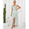 imageGRACE KARIN 2025 Womens Maxi Dresses Summer Off Shoulder Floral Dress Ruffle Split Beach Flowy Boho Wedding Guest DressWhite Green