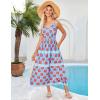 imageGRACE KARIN Women Summer Boho Dress 2025 Spaghetti Strap V Neck Smocked Ruffle Flowy Beach Maxi Dress with PocketsBlue Red Floral