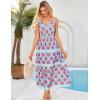 imageGRACE KARIN Women Summer Boho Dress 2025 Spaghetti Strap V Neck Smocked Ruffle Flowy Beach Maxi Dress with PocketsBlue Red Floral