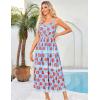 imageGRACE KARIN Women Summer Boho Dress 2025 Spaghetti Strap V Neck Smocked Ruffle Flowy Beach Maxi Dress with PocketsBlue Red Floral