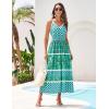 imageGRACE KARIN Women Summer Boho Dress 2025 Spaghetti Strap V Neck Smocked Ruffle Flowy Beach Maxi Dress with PocketsGreen Plaid Print