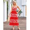 imageGRACE KARIN Women Summer Boho Dress 2025 Spaghetti Strap V Neck Smocked Ruffle Flowy Beach Maxi Dress with PocketsRed White Floral