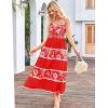 imageGRACE KARIN Women Summer Boho Dress 2025 Spaghetti Strap V Neck Smocked Ruffle Flowy Beach Maxi Dress with PocketsRed White Floral
