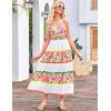 imageGRACE KARIN Women Summer Boho Dress 2025 Spaghetti Strap V Neck Smocked Ruffle Flowy Beach Maxi Dress with PocketsWhite Pink Floral