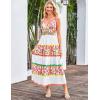 imageGRACE KARIN Women Summer Boho Dress 2025 Spaghetti Strap V Neck Smocked Ruffle Flowy Beach Maxi Dress with PocketsWhite Pink Floral