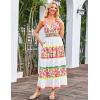 imageGRACE KARIN Women Summer Boho Dress 2025 Spaghetti Strap V Neck Smocked Ruffle Flowy Beach Maxi Dress with PocketsWhite Pink Floral