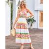 imageGRACE KARIN Women Summer Boho Dress 2025 Spaghetti Strap V Neck Smocked Ruffle Flowy Beach Maxi Dress with PocketsWhite Pink Floral