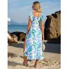 imageGRACE KARIN Women Summer Floral Dress Flutter Short Sleeve Casual Split Flowy Vacation Beach Midi Long DressesBluegreen Floral