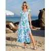 imageGRACE KARIN Women Summer Floral Dress Flutter Short Sleeve Casual Split Flowy Vacation Beach Midi Long DressesBluegreen Floral