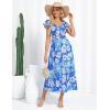 imageGRACE KARIN Women Summer Floral Dress Flutter Short Sleeve Casual Split Flowy Vacation Beach Midi Long DressesBluewhite Floral