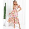 imageGRACE KARIN Women Summer Floral Dress Flutter Short Sleeve Casual Split Flowy Vacation Beach Midi Long DressesOrange Floral