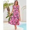 imageGRACE KARIN Women Summer Floral Dress Flutter Short Sleeve Casual Split Flowy Vacation Beach Midi Long DressesPink Floral