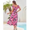 imageGRACE KARIN Women Summer Floral Dress Flutter Short Sleeve Casual Split Flowy Vacation Beach Midi Long DressesPink Floral