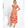 imageGRACE KARIN Women Summer Floral Dress Flutter Short Sleeve Casual Split Flowy Vacation Beach Midi Long DressesYellowpink Floral