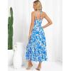 imageGRACE KARIN Womens 2025 Summer Beach Dress Boho Floral Dresses Spaghetti Strap Halter V Neck Flowy Maxi Long SundressBlue White Floral