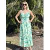 imageGRACE KARIN Womens 2025 Summer Beach Dress Boho Floral Dresses Spaghetti Strap Halter V Neck Flowy Maxi Long SundressGreen Floral