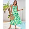 imageGRACE KARIN Womens 2025 Summer Beach Dress Boho Floral Dresses Spaghetti Strap Halter V Neck Flowy Maxi Long SundressGreen Floral