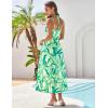imageGRACE KARIN Womens 2025 Summer Beach Dress Boho Floral Dresses Spaghetti Strap Halter V Neck Flowy Maxi Long SundressGreen Floral